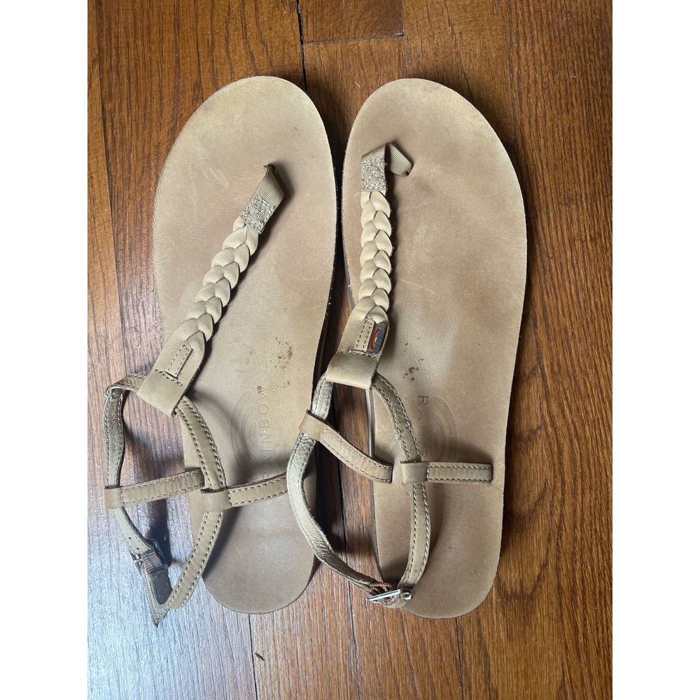 Rainbow Sandals T-Street Braided Leather Sandals Size 11 Womens Tan